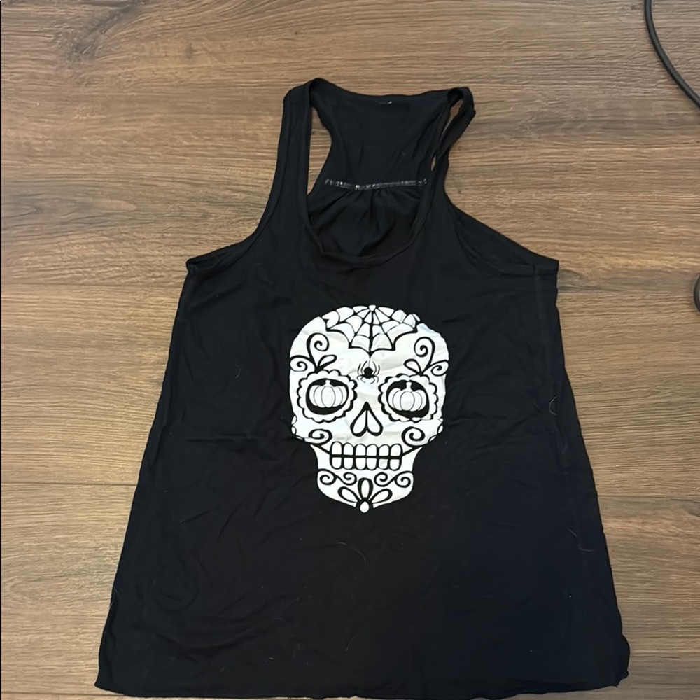 Black and White Graphic Cut Out Tank Top